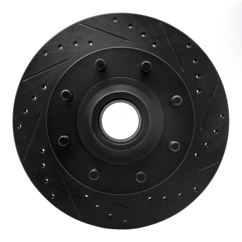 Ford E-350 Econoline Brake Rotor (1) - Front Right - R1 Concepts - Drilled & Slotted - Black - `95-`04